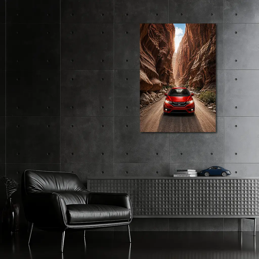 Honda Fit Red Car Canyon Road Drive – Wall Art