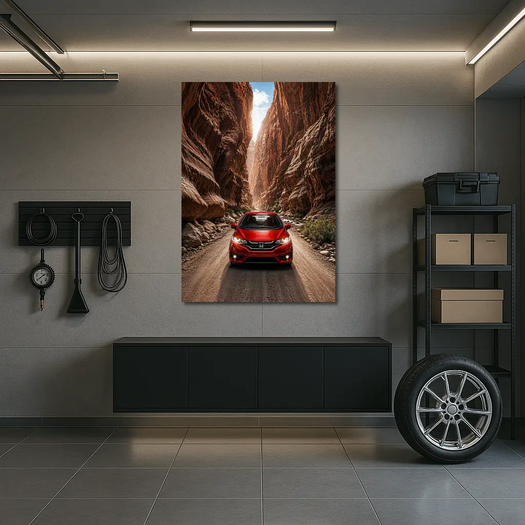 Honda Fit Red Car Canyon Road Drive – Wall Art