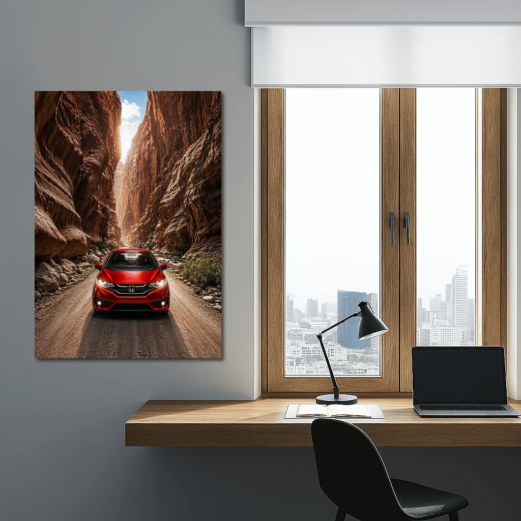 Honda Fit Red Car Canyon Road Drive – Wall Art