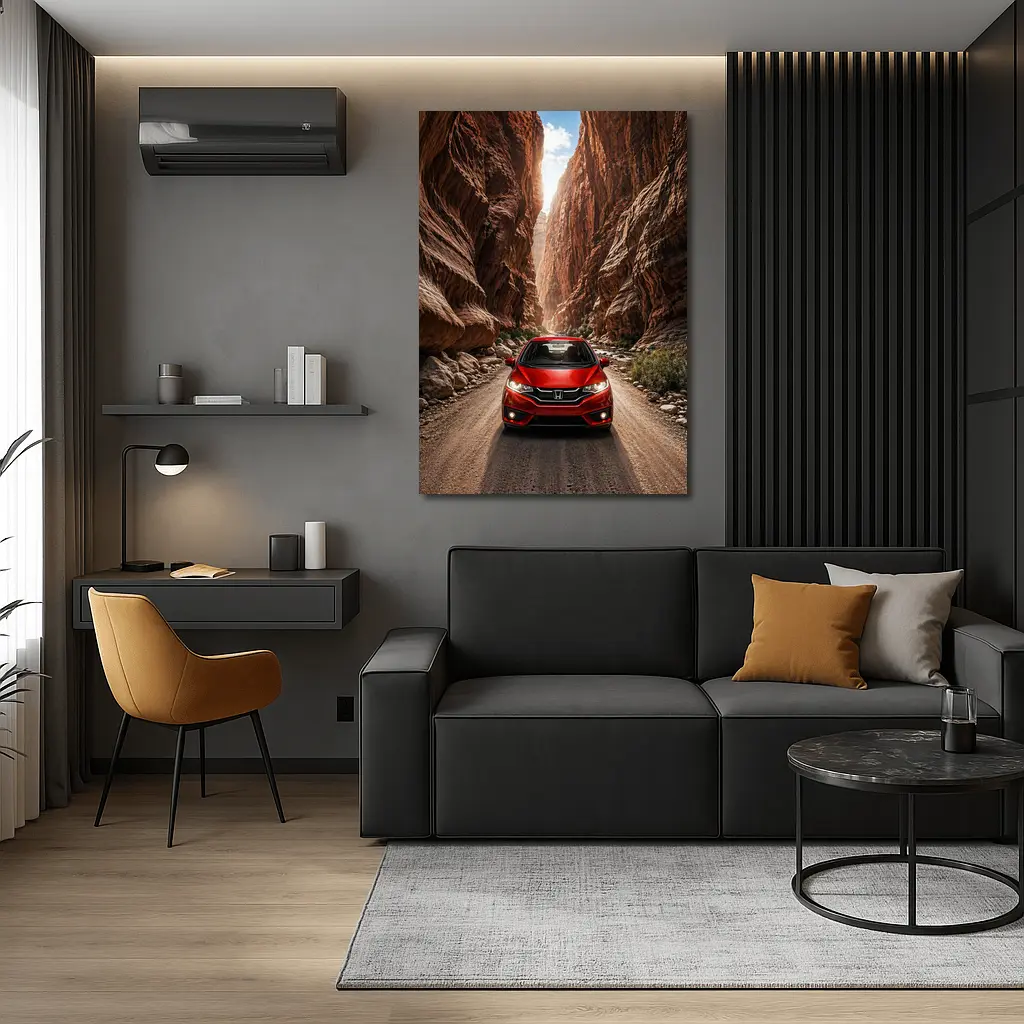 Honda Fit Red Car Canyon Road Drive – Wall Art