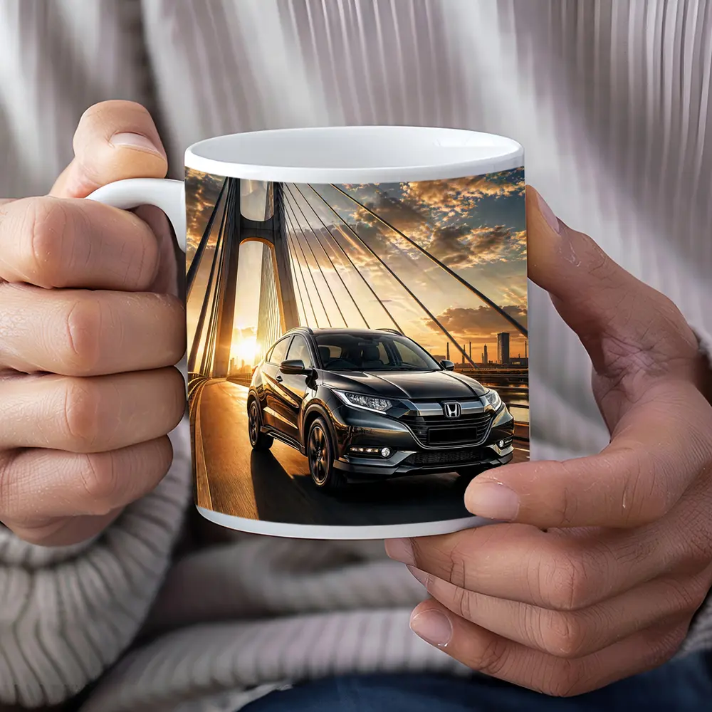 Honda HR-V SUV Driving On Bridge Sunset – Mugs