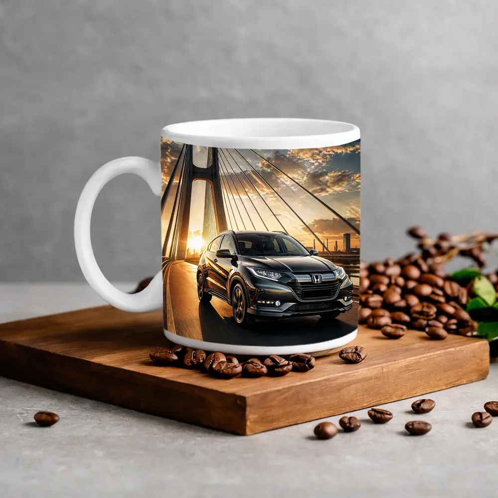 Honda HR-V SUV Driving On Bridge Sunset – Mugs