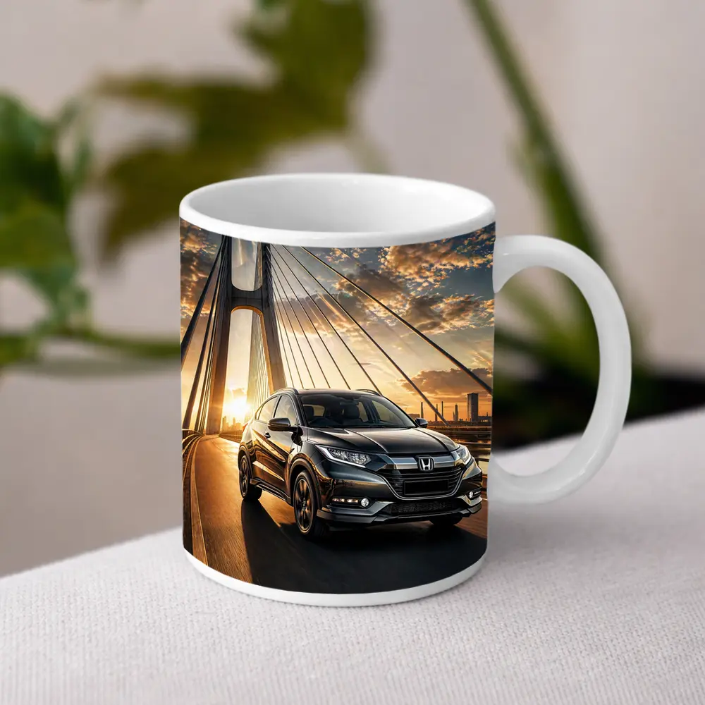 Honda HR-V SUV Driving On Bridge Sunset – Mugs