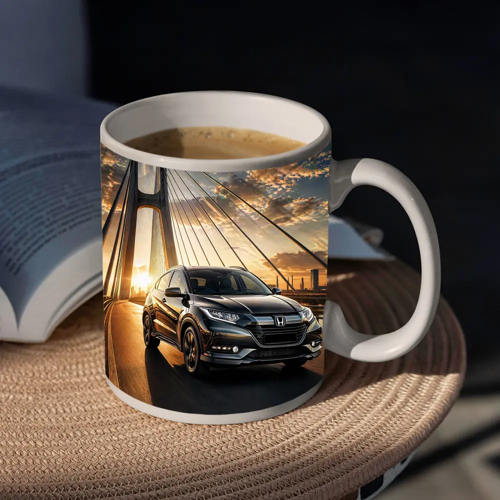 Honda HR-V SUV Driving On Bridge Sunset – Mugs