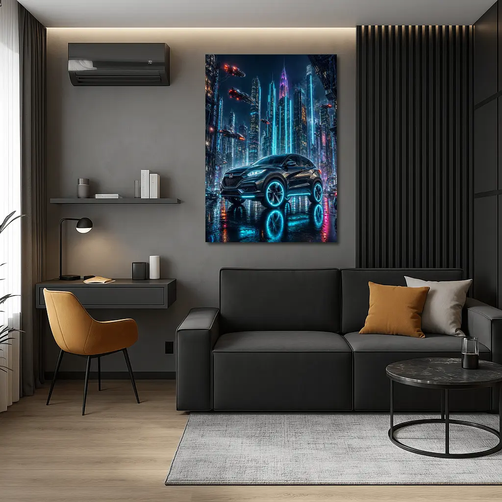 Honda HR-V Neon Lights Futuristic City – Wall Art