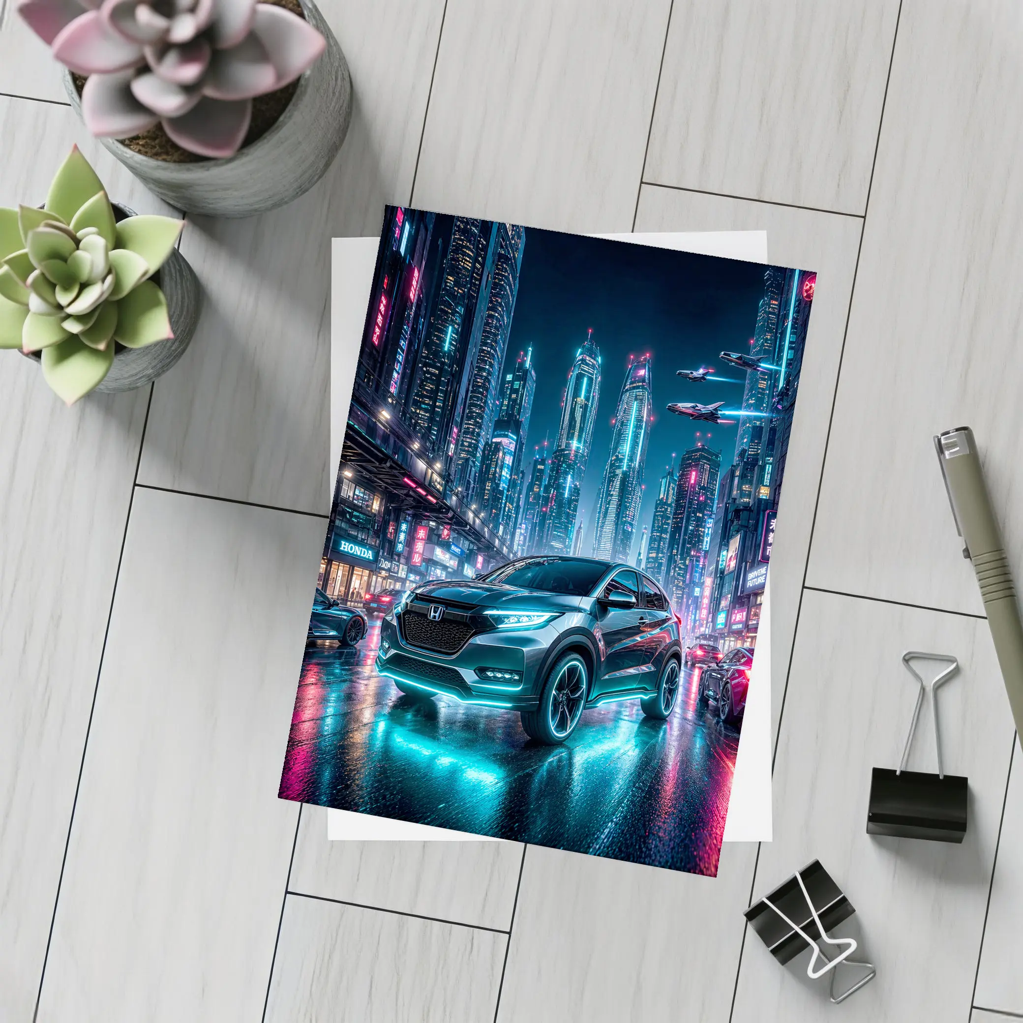 Honda HR-V Cyberpunk Neon City Night – Postcards