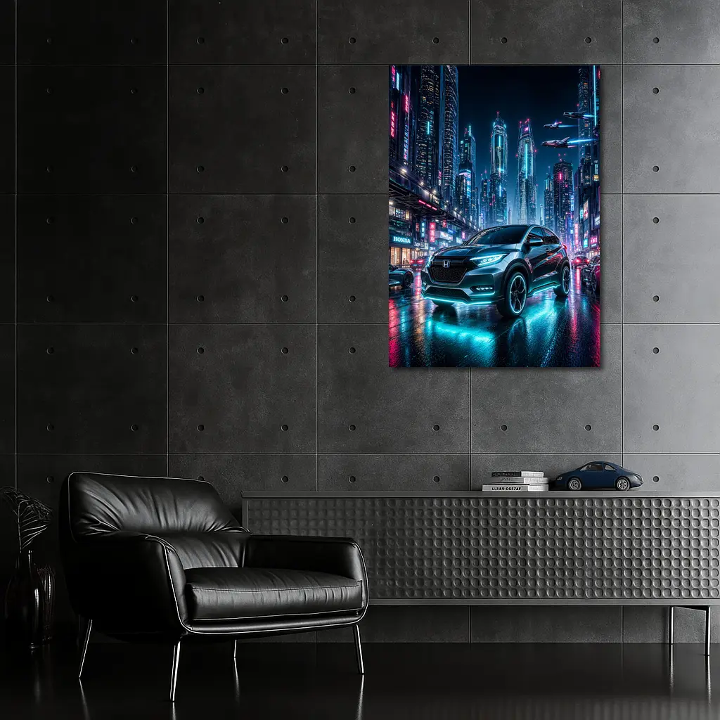 Honda HR-V Cyberpunk Neon City Night – Wall Art