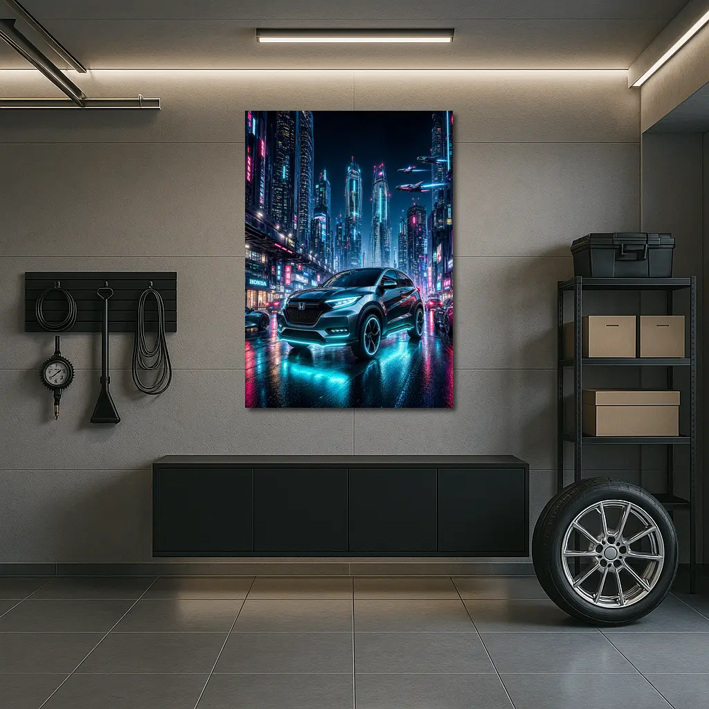 Honda HR-V Cyberpunk Neon City Night – Wall Art