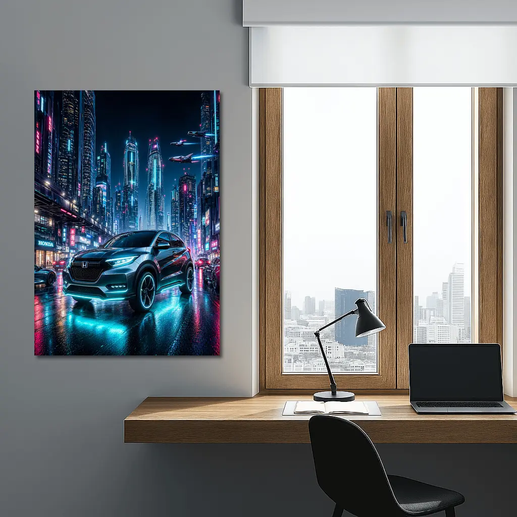 Honda HR-V Cyberpunk Neon City Night – Wall Art