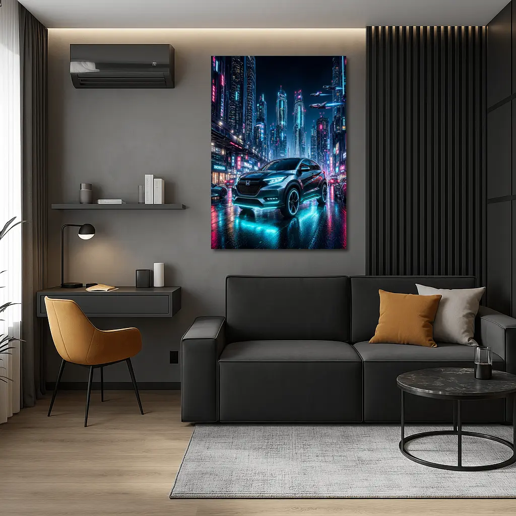 Honda HR-V Cyberpunk Neon City Night – Wall Art