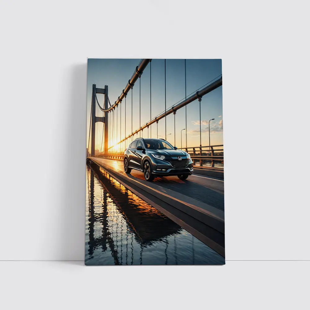 Honda HR-V Crossing Bridge at Sunset – Wall Art