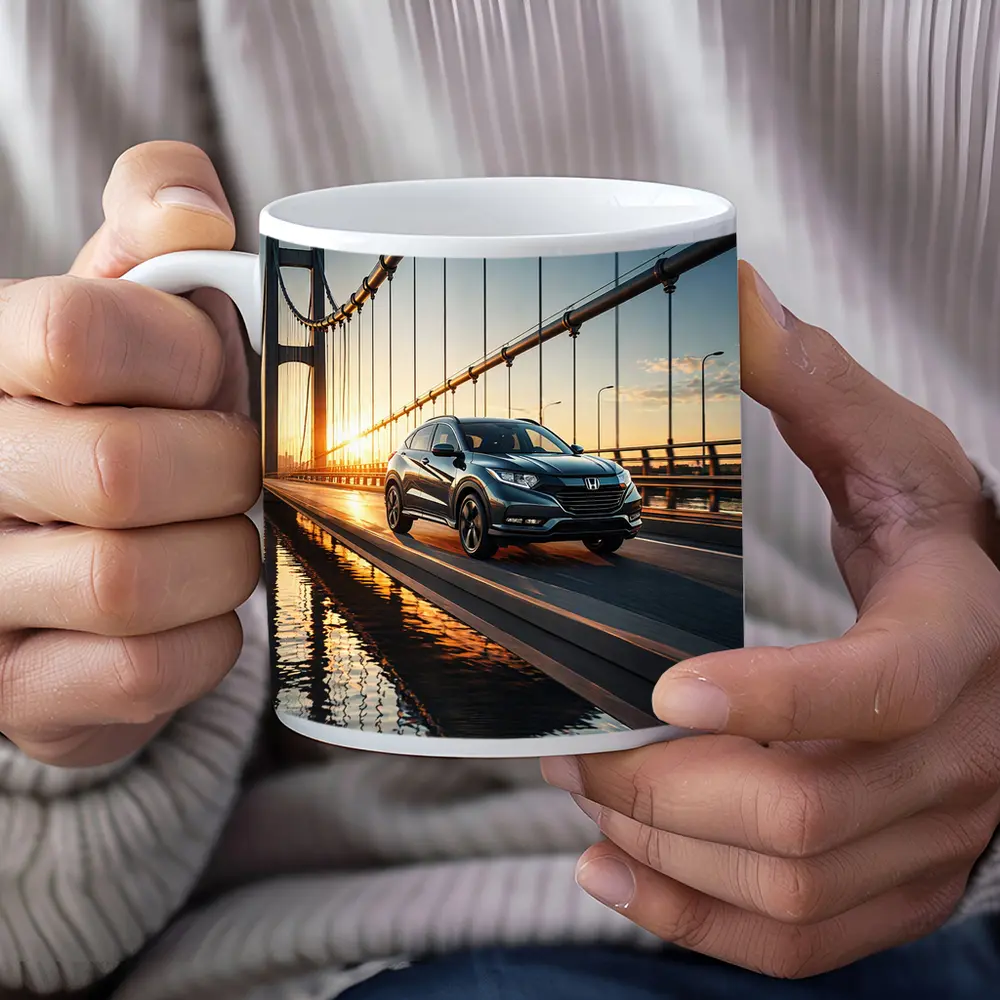 Honda HR-V Crossing Bridge at Sunset – Mugs