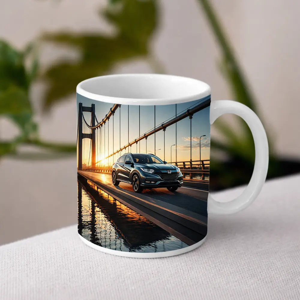 Honda HR-V Crossing Bridge at Sunset – Mugs