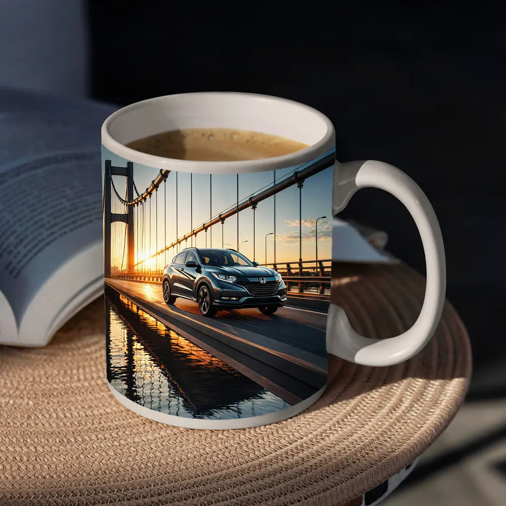 Honda HR-V Crossing Bridge at Sunset – Mugs