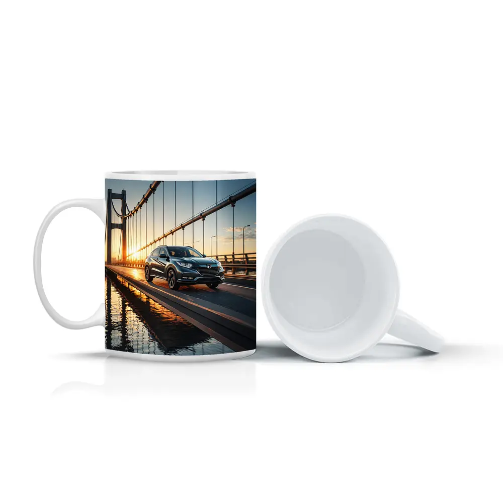 Honda HR-V Crossing Bridge at Sunset – Mugs