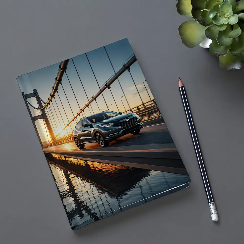 Honda HR-V Crossing Bridge at Sunset – Notebooks