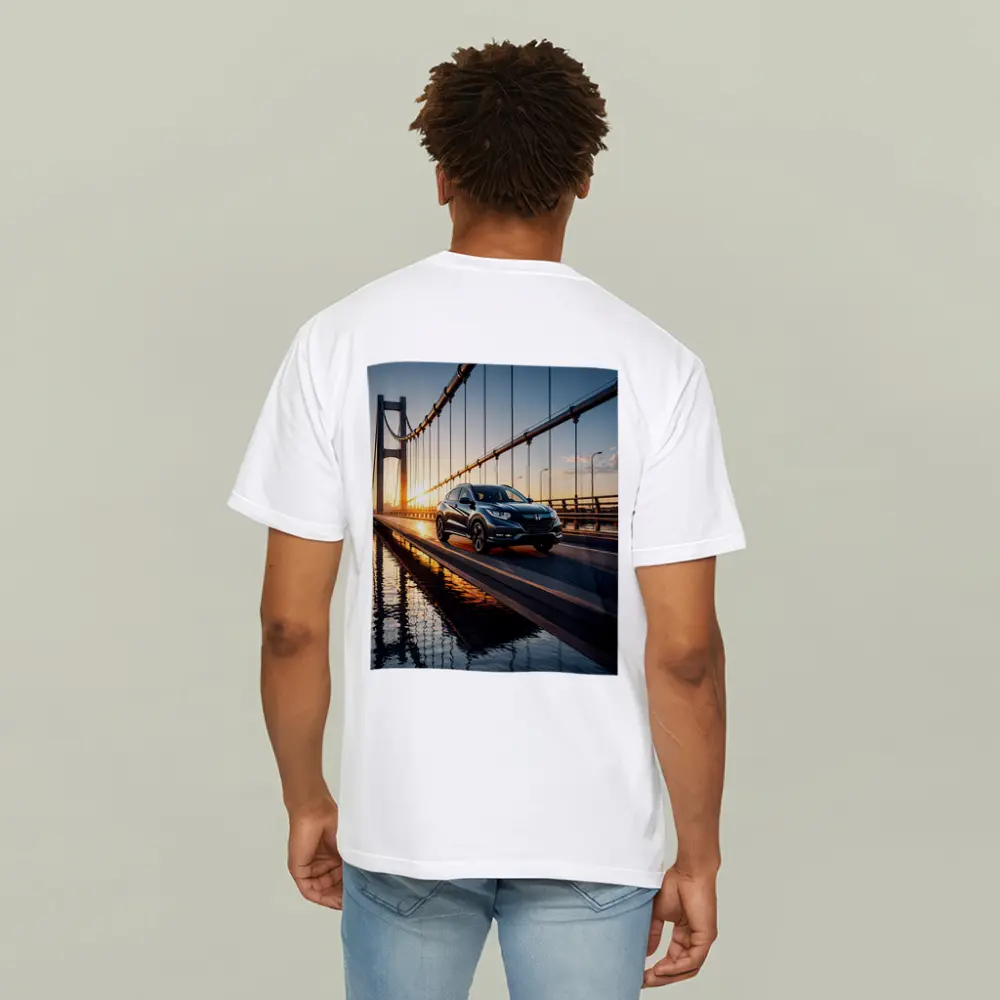 Honda HR-V Crossing Bridge at Sunset – T-Shirts