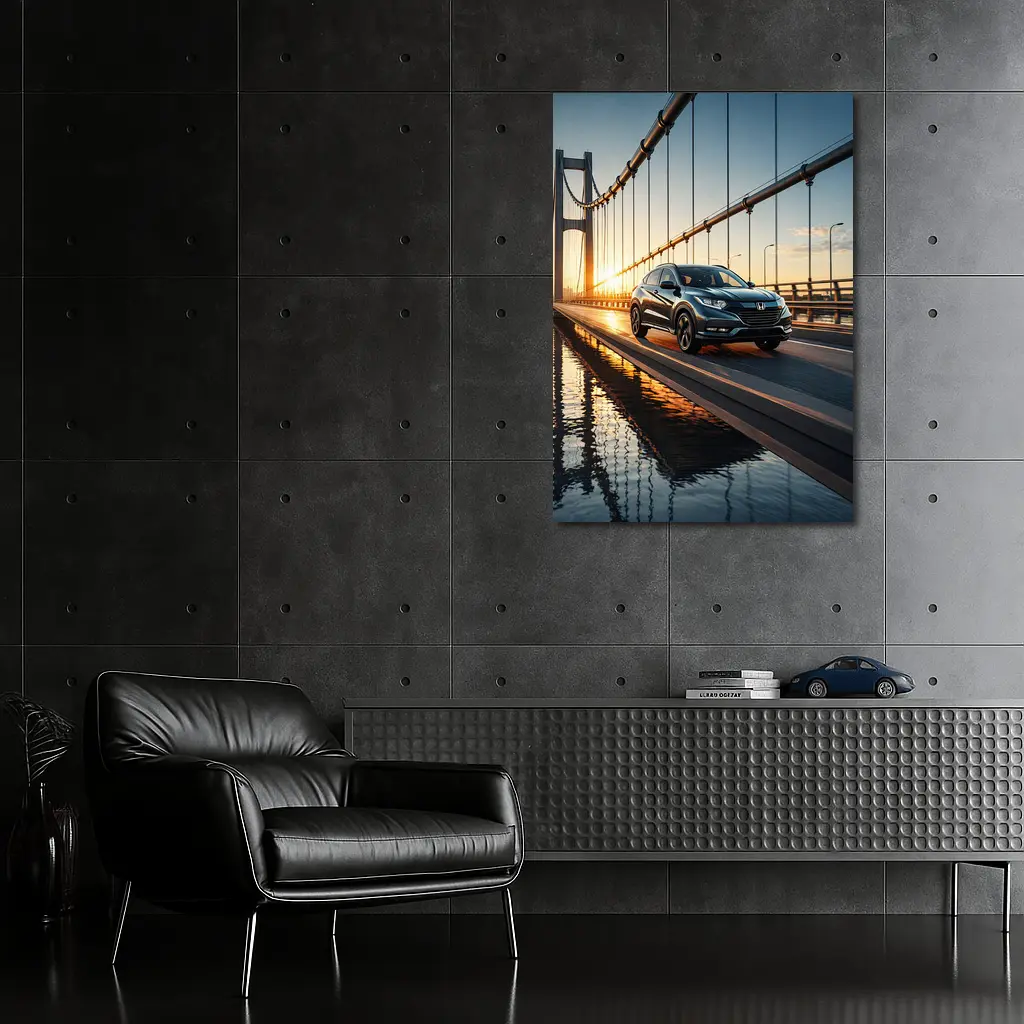 Honda HR-V Crossing Bridge at Sunset – Wall Art