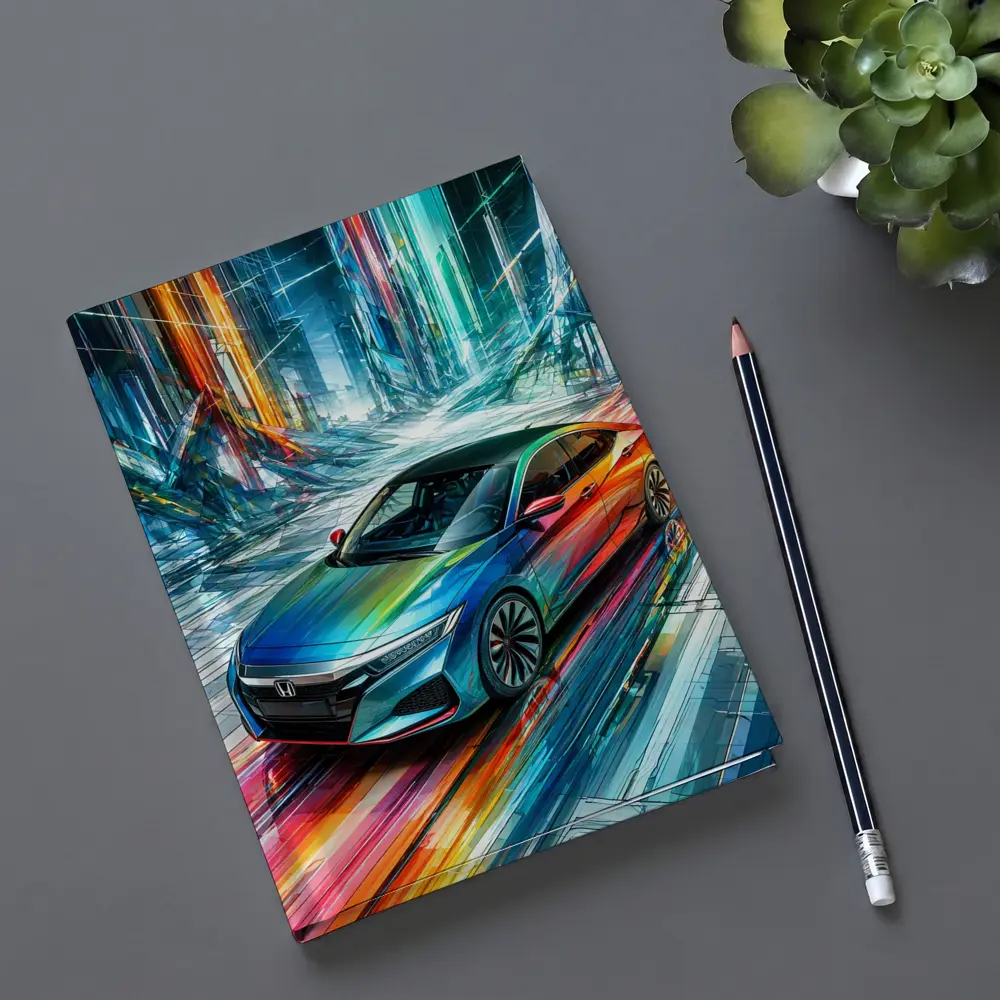 Honda Insight Colorful Abstract Futuristic City Art – Notebooks