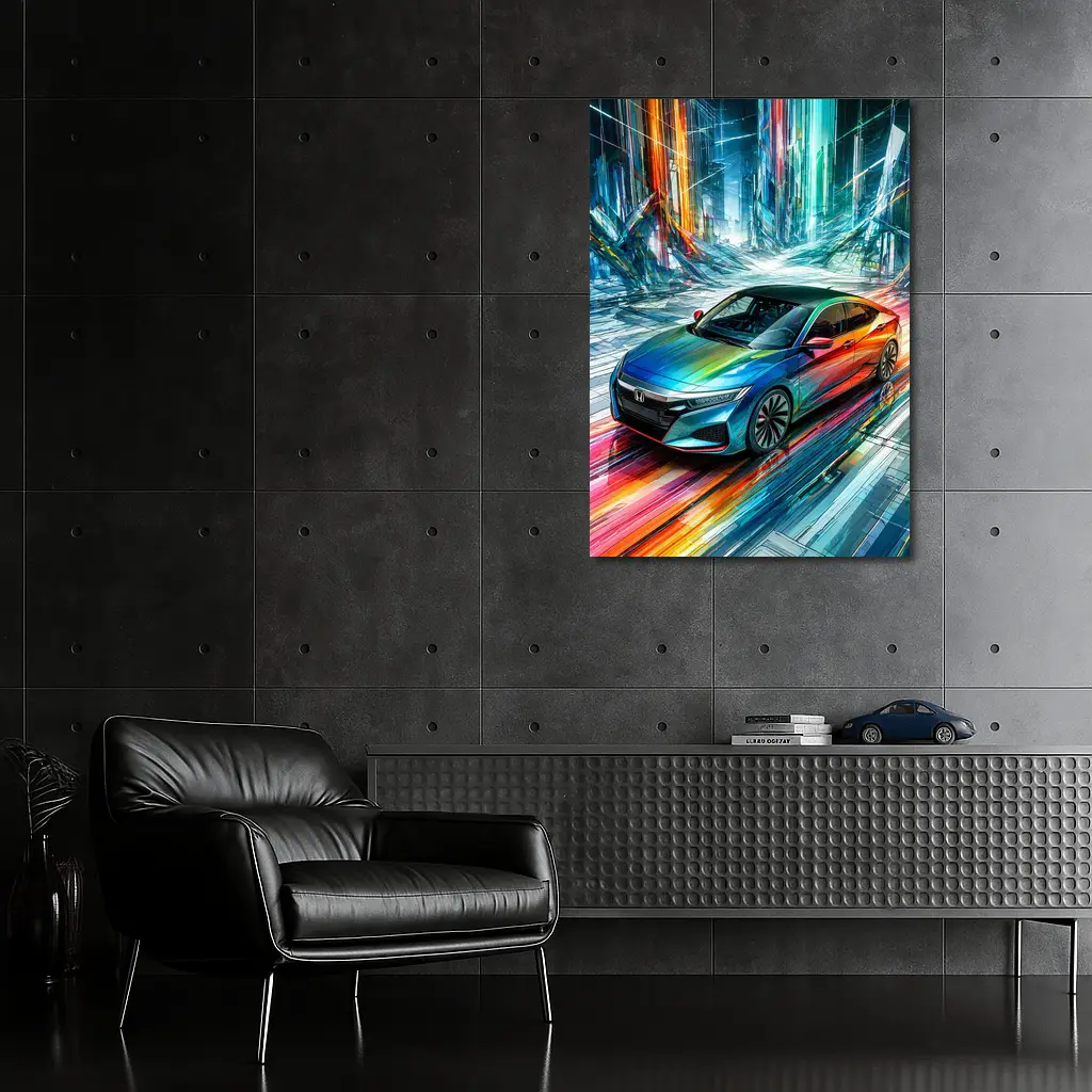 Honda Insight Colorful Abstract Futuristic City Art – Wall Art