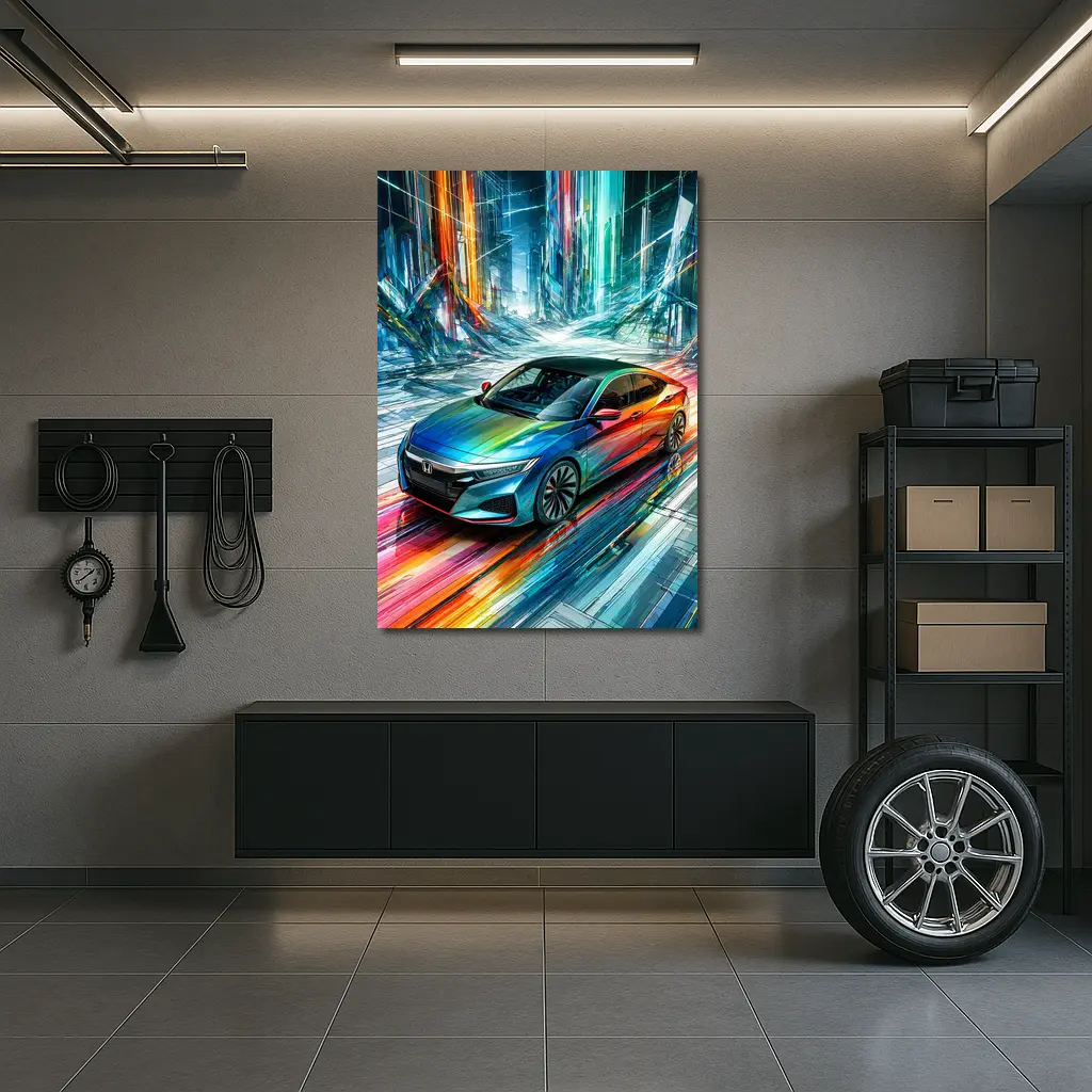 Honda Insight Colorful Abstract Futuristic City Art – Wall Art