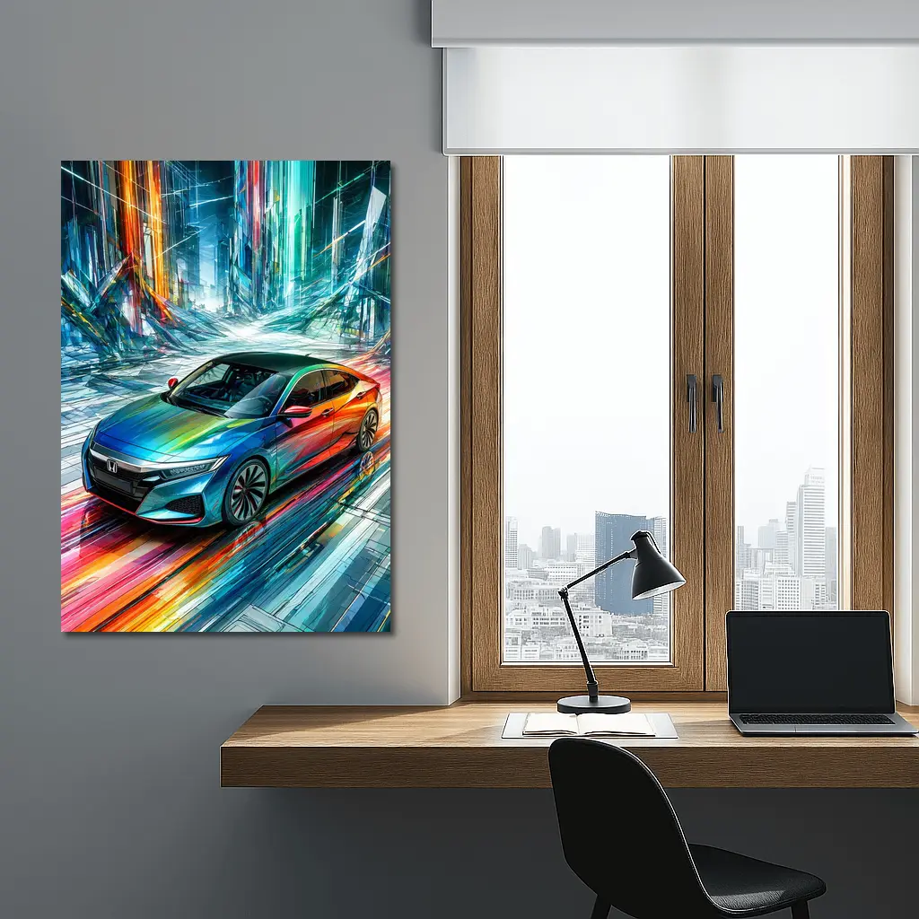 Honda Insight Colorful Abstract Futuristic City Art – Wall Art