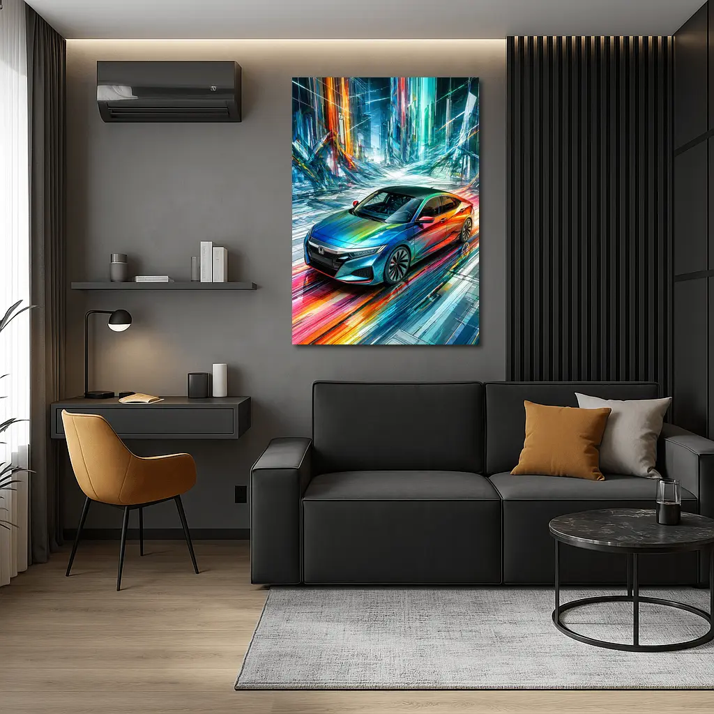 Honda Insight Colorful Abstract Futuristic City Art – Wall Art