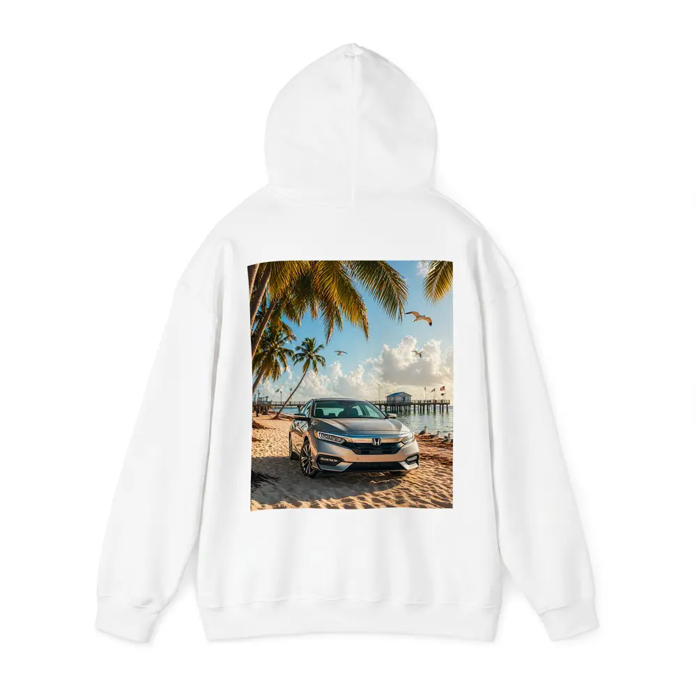 Honda Insight Parked on Tropical Sandy Beach – Hoodies