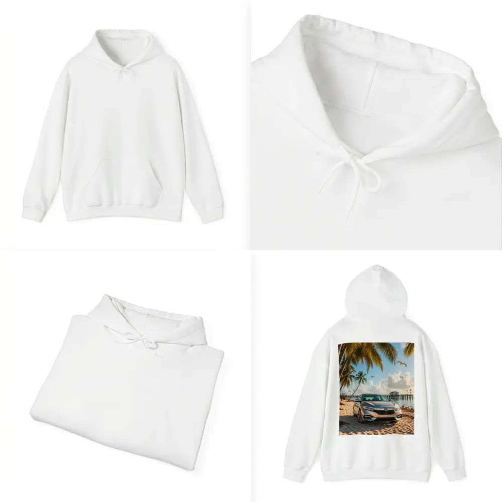 Honda Insight Parked on Tropical Sandy Beach – Hoodies