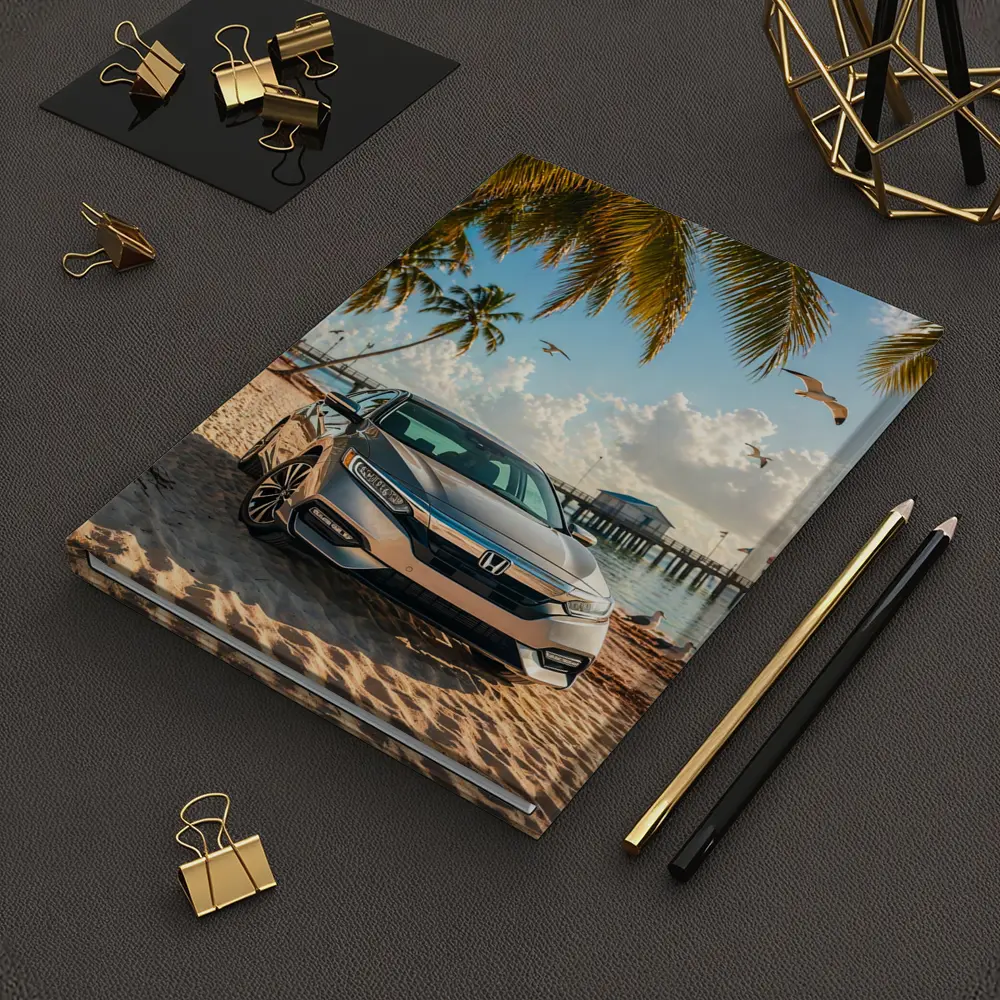 Honda Insight Parked on Tropical Sandy Beach – Notebooks