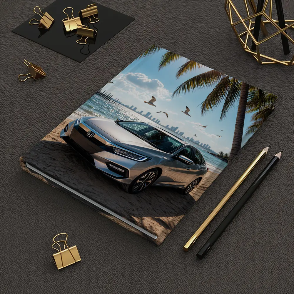 Honda Insight Parked on Sunny Beach – Notebooks