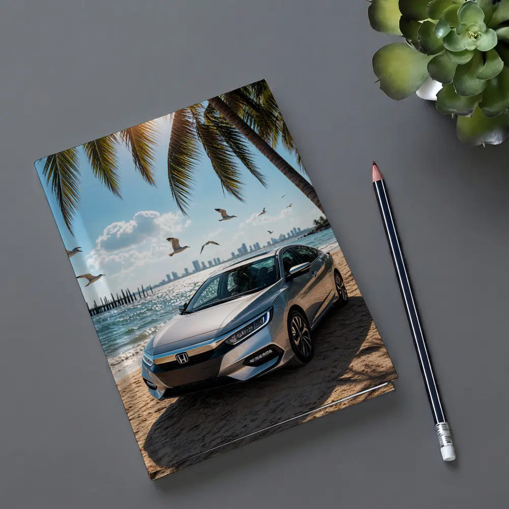 Honda Insight Parked on Sunny Beach – Notebooks