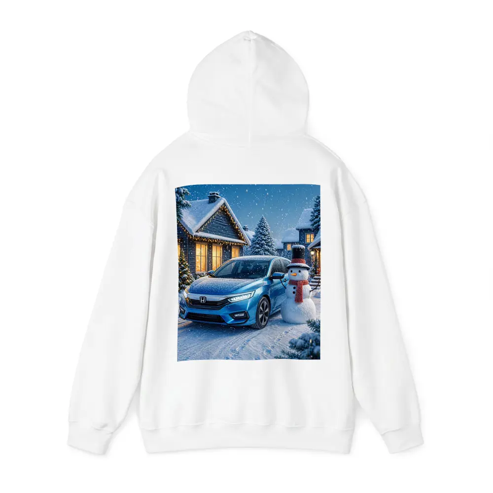 Honda Civic Blue Car Winter Snow Scene – Hoodies