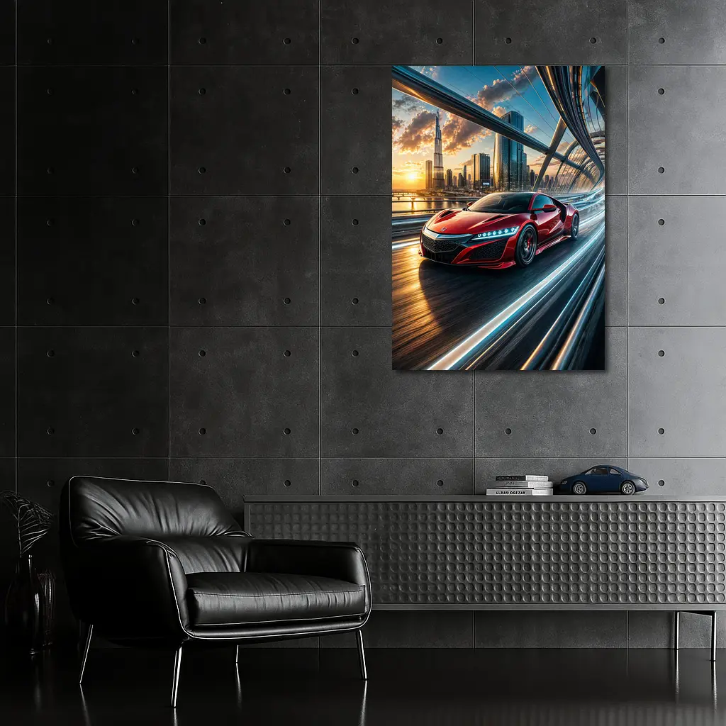 Acura NSX Red Supercar Dubai Skyline – Wall Art