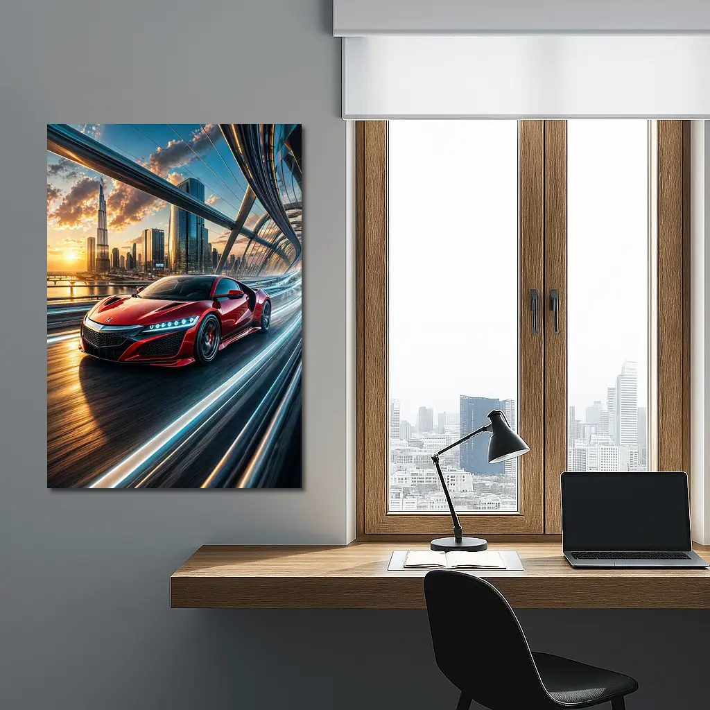 Acura NSX Red Supercar Dubai Skyline – Wall Art