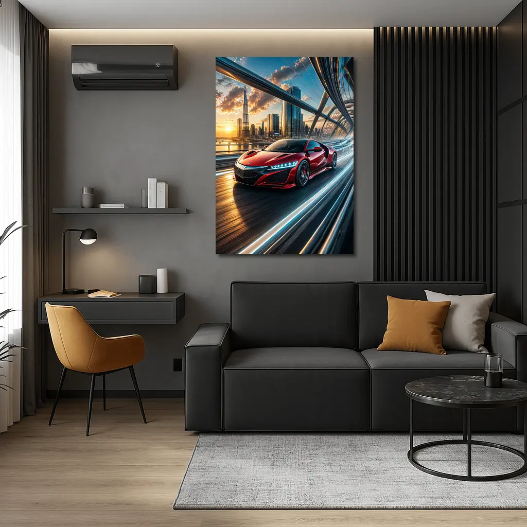 Acura NSX Red Supercar Dubai Skyline – Wall Art