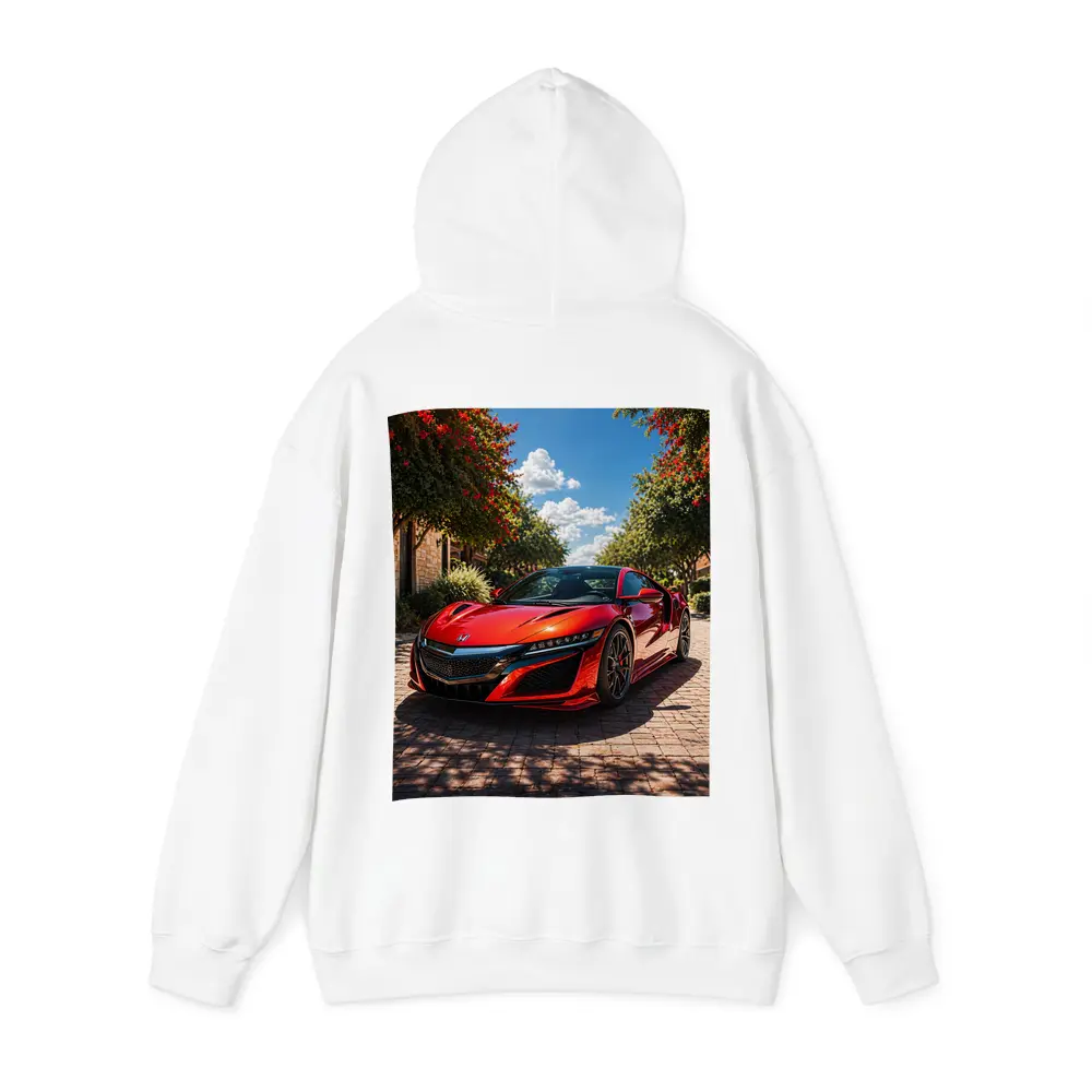 Honda NSX Red Sports Car Sunny Driveway – Hoodies
