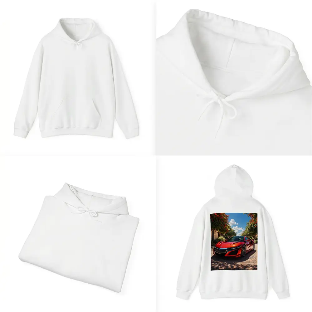 Honda NSX Red Sports Car Sunny Driveway – Hoodies