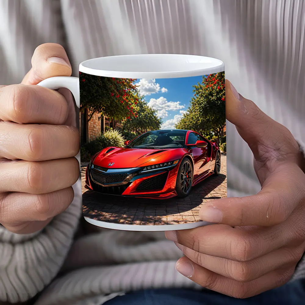 Honda NSX Red Sports Car Sunny Driveway – Mugs