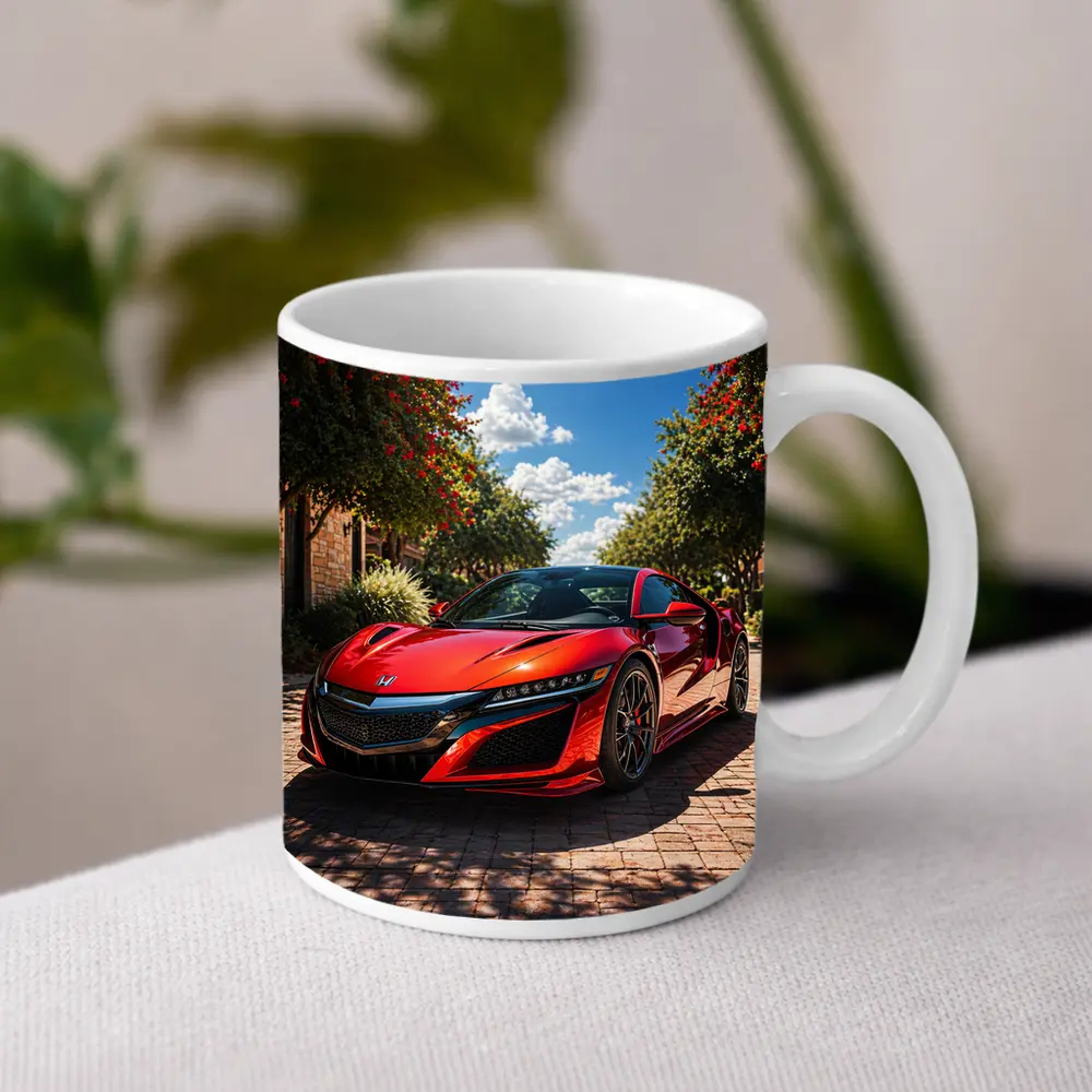 Honda NSX Red Sports Car Sunny Driveway – Mugs