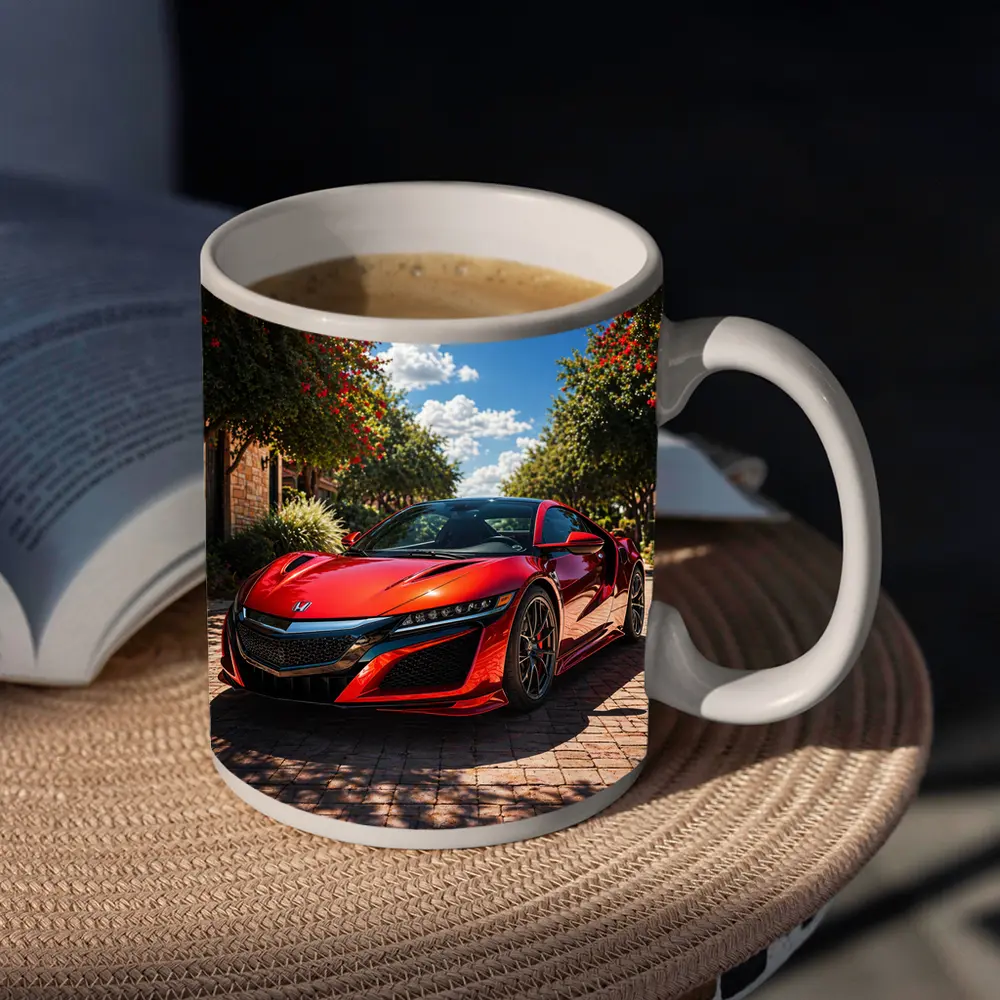 Honda NSX Red Sports Car Sunny Driveway – Mugs