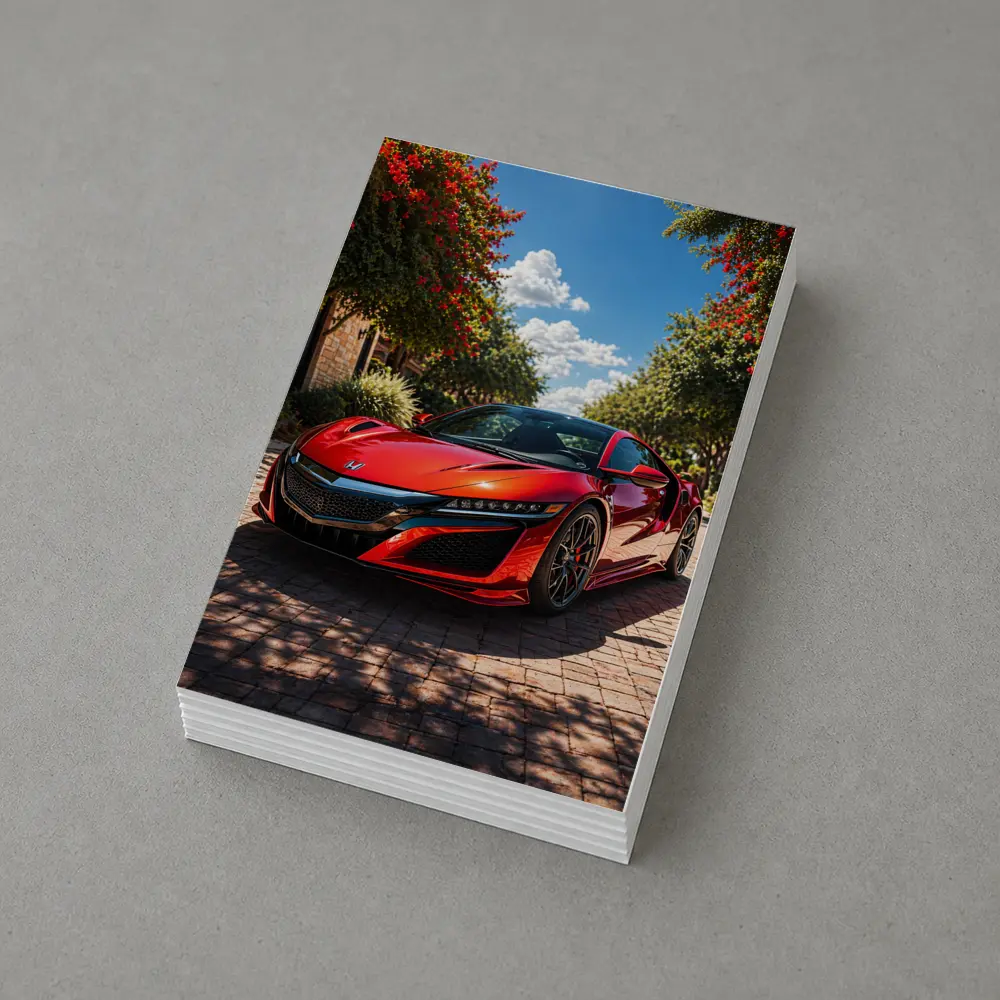 Honda NSX Red Sports Car Sunny Driveway – Postcards
