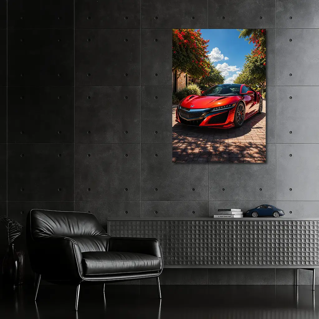 Honda NSX Red Sports Car Sunny Driveway – Wall Art