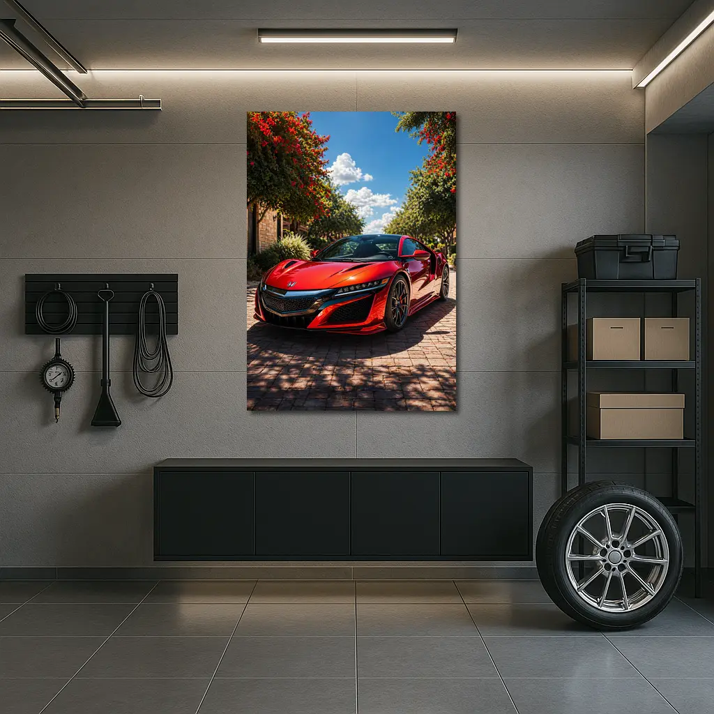 Honda NSX Red Sports Car Sunny Driveway – Wall Art