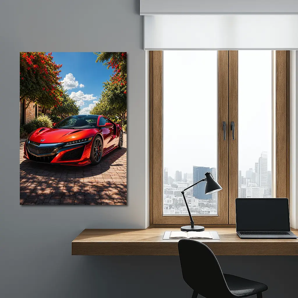 Honda NSX Red Sports Car Sunny Driveway – Wall Art