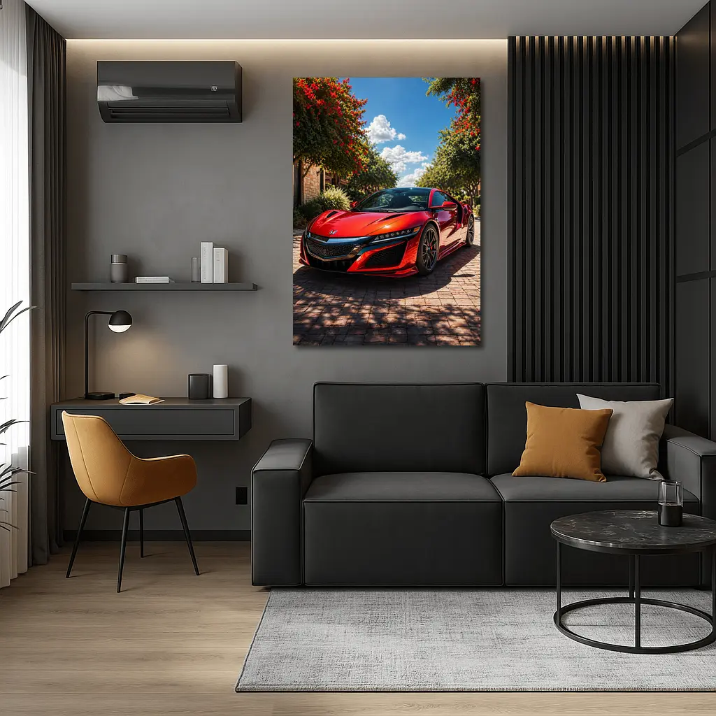 Honda NSX Red Sports Car Sunny Driveway – Wall Art