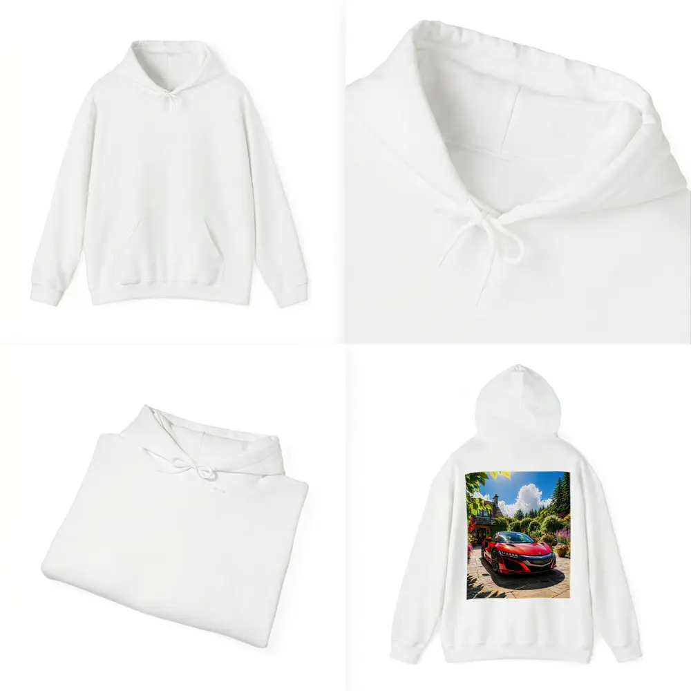 Honda NSX Red Supercar Cottage Garden Setting – Hoodies