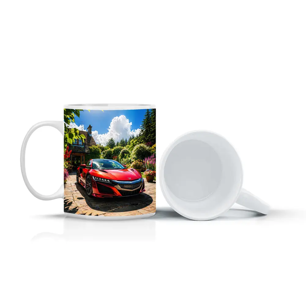 Honda NSX Red Supercar Cottage Garden Setting – Mugs