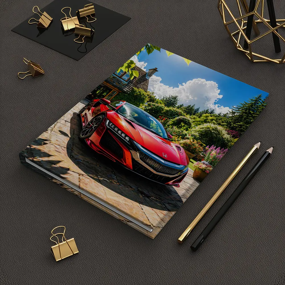 Honda NSX Red Supercar Cottage Garden Setting – Notebooks