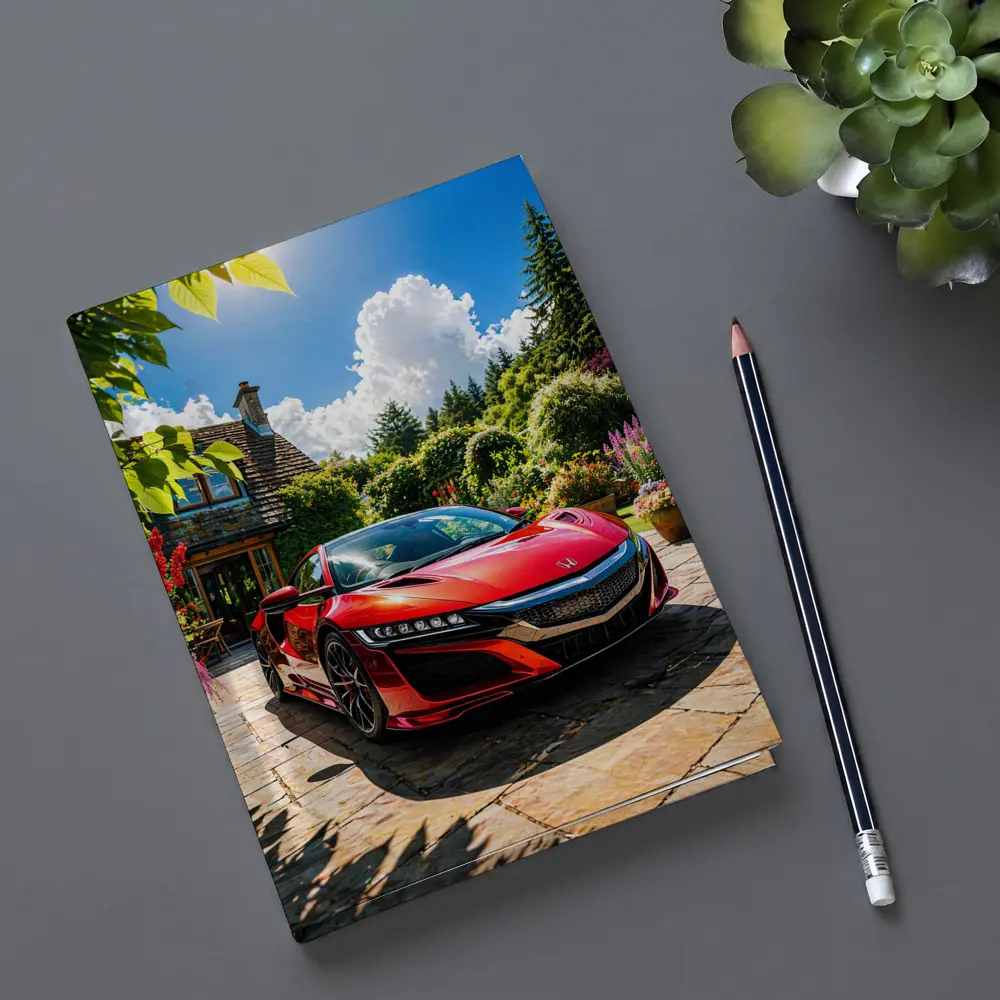 Honda NSX Red Supercar Cottage Garden Setting – Notebooks